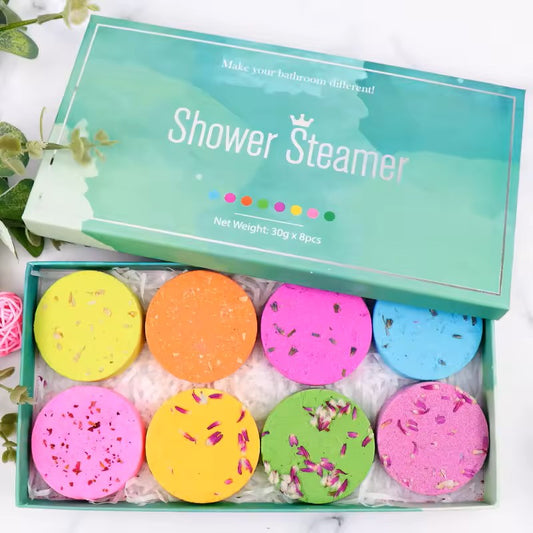 Luxury Shower Steamers - 8 Pack Aromatherapy Gift Set, Home Spa Therapy with Lavender, Lemongrass, Eucalyptus, Mint, Ocean Breeze, Roses, Vanilla, Citrus fragrances, Accessory for your Home Spa Scent Scent Scent Body Care Daily Comfort