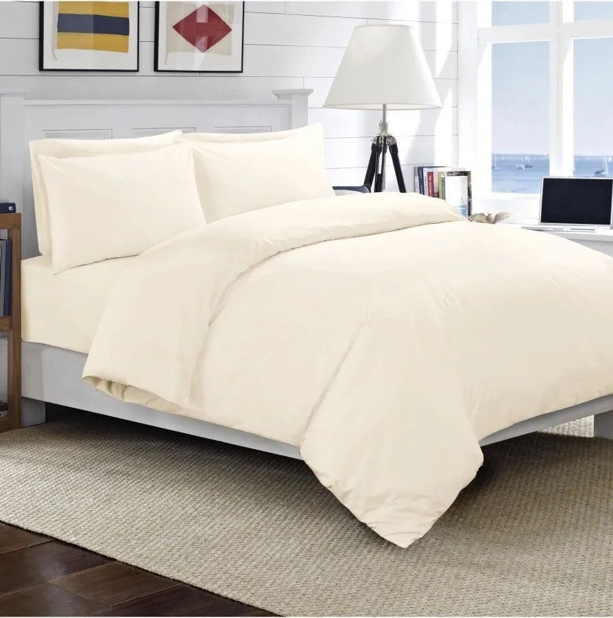 Luxury Complete Plain Super Soft Bedding Set - Quilt Cover and Duvet Cover (Four Piece) gypsy bedding bedsheets soft flat weave Plain black breathable duvet set
