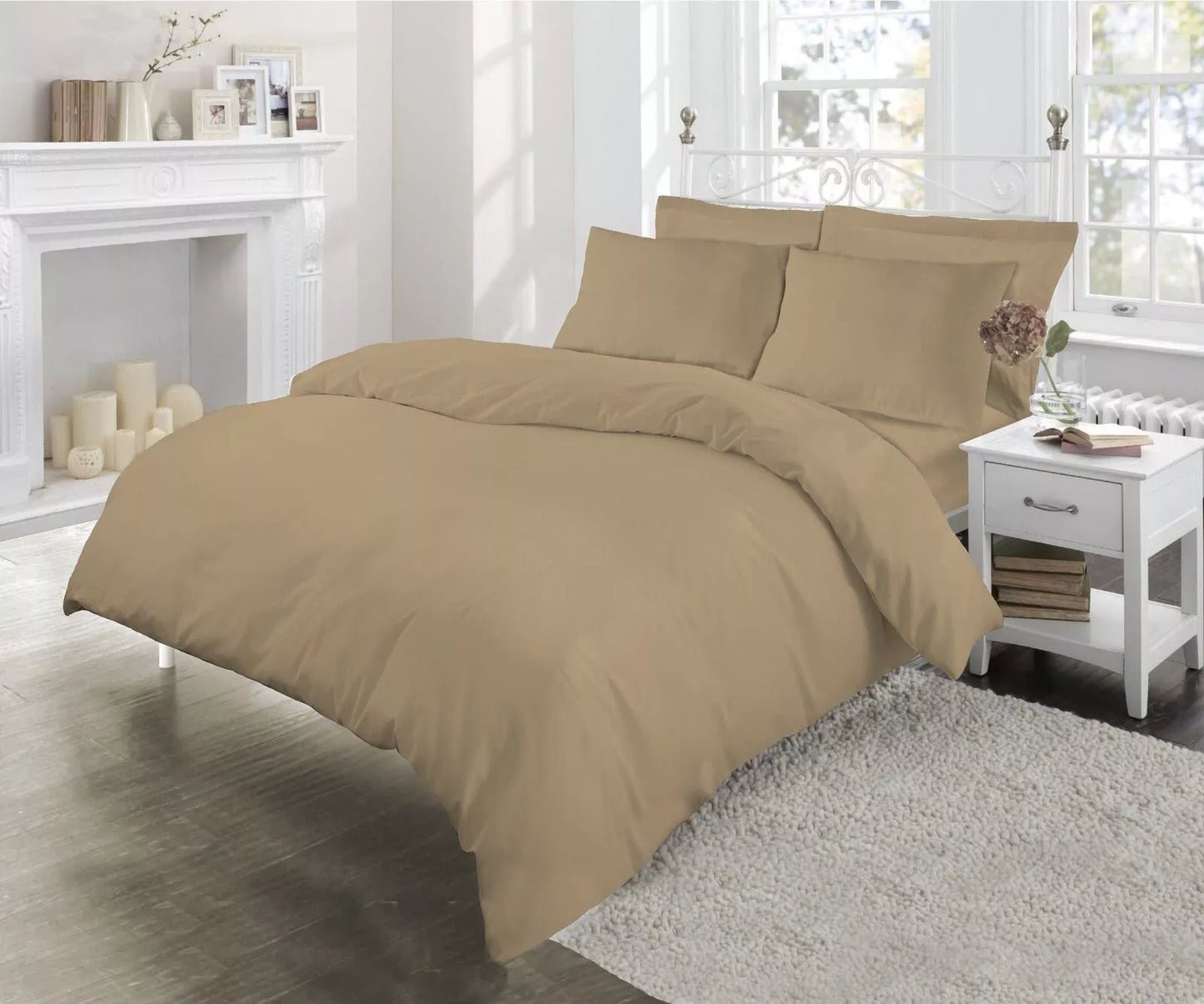 Luxury Complete Plain Super Soft Bedding Set - Quilt Cover and Duvet Cover (Four Piece) gypsy bedding bedsheets soft flat weave Plain black breathable duvet set