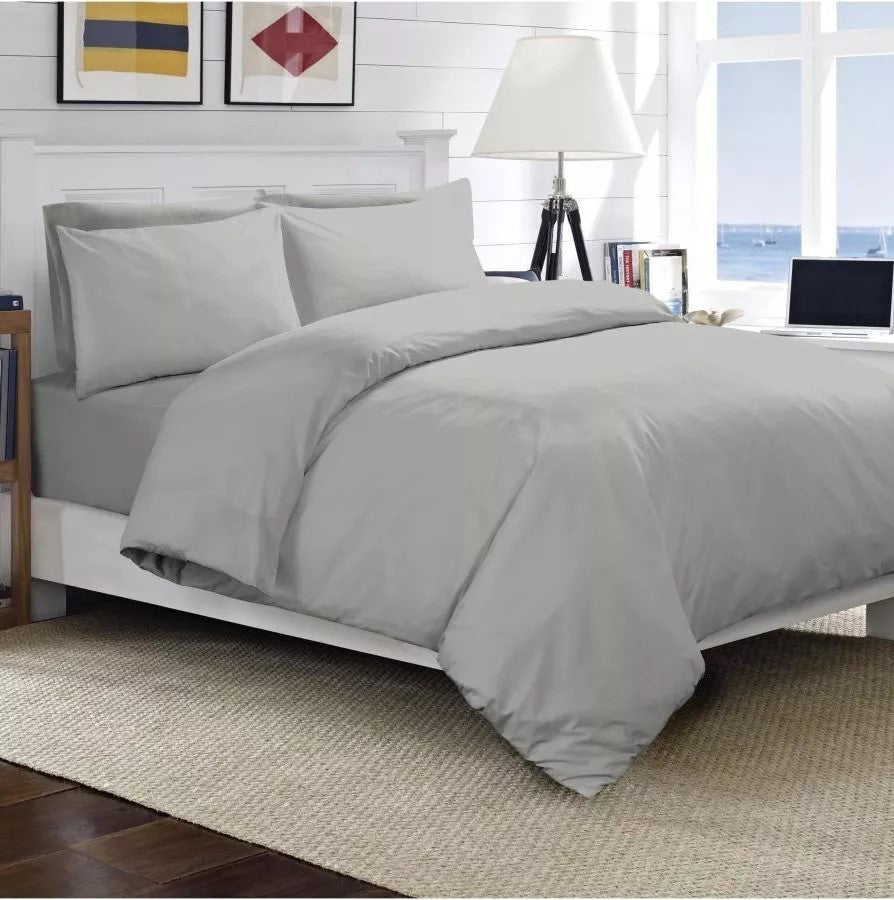 Luxury Complete Plain Super Soft Bedding Set - Quilt Cover and Duvet Cover (Four Piece) gypsy bedding bedsheets soft flat weave Plain black breathable duvet set