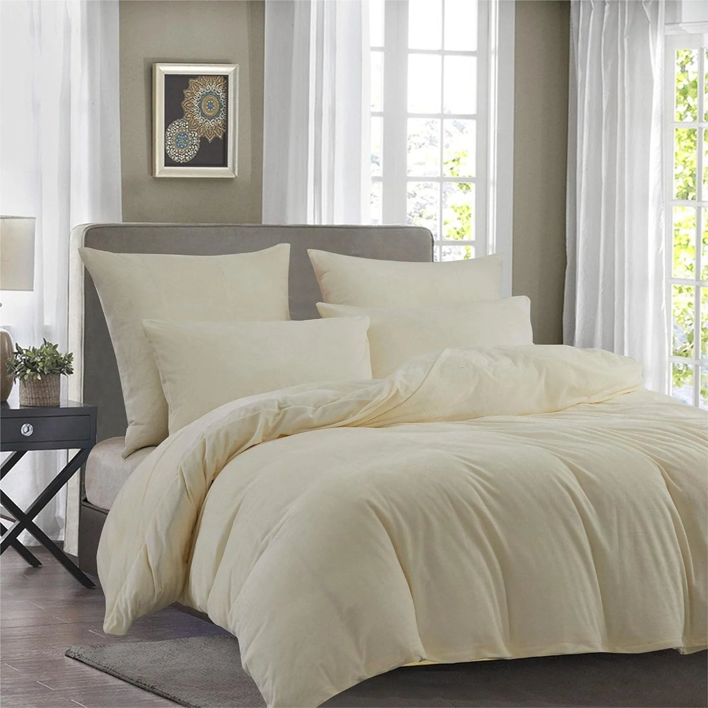 Luxury Matt Velvet Bedding Set Duvet Cover with Fitted Sheet and Pillowcases - Soft and Cosy Bedding for a Comfortable Night's Sleep