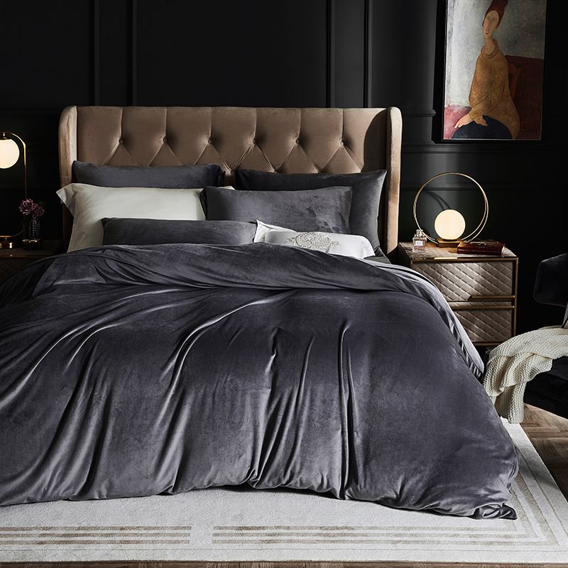 Luxury Matt Velvet Bedding Set Duvet Cover with Fitted Sheet and PillowcasesSoft and Cosy Bedding
