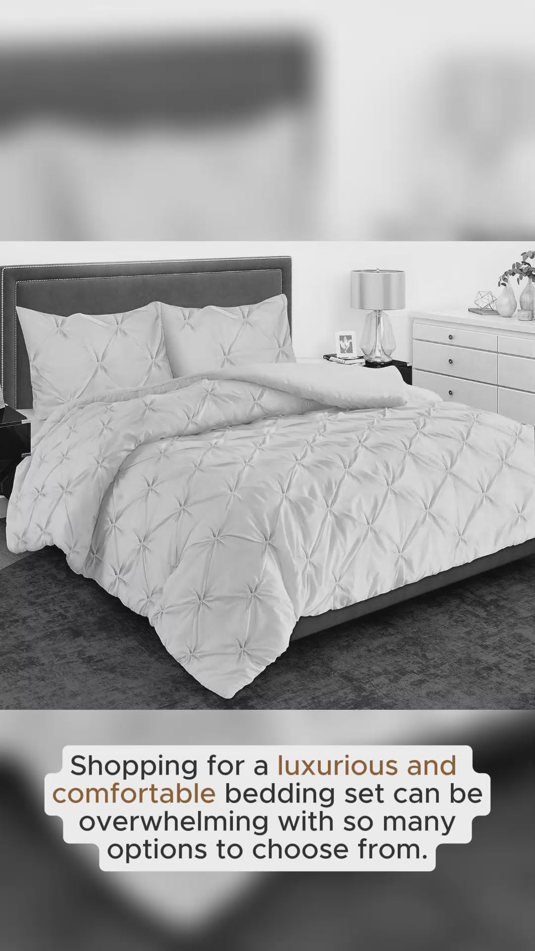 Pintuck Pleated-Four Pieces Complete Bedding Set in Egyptian Polly Cotton Mix, Double and King Sizes, Wrinkle-Resistant, Fitted Sheet, Duvet Cover, Pillow Covers